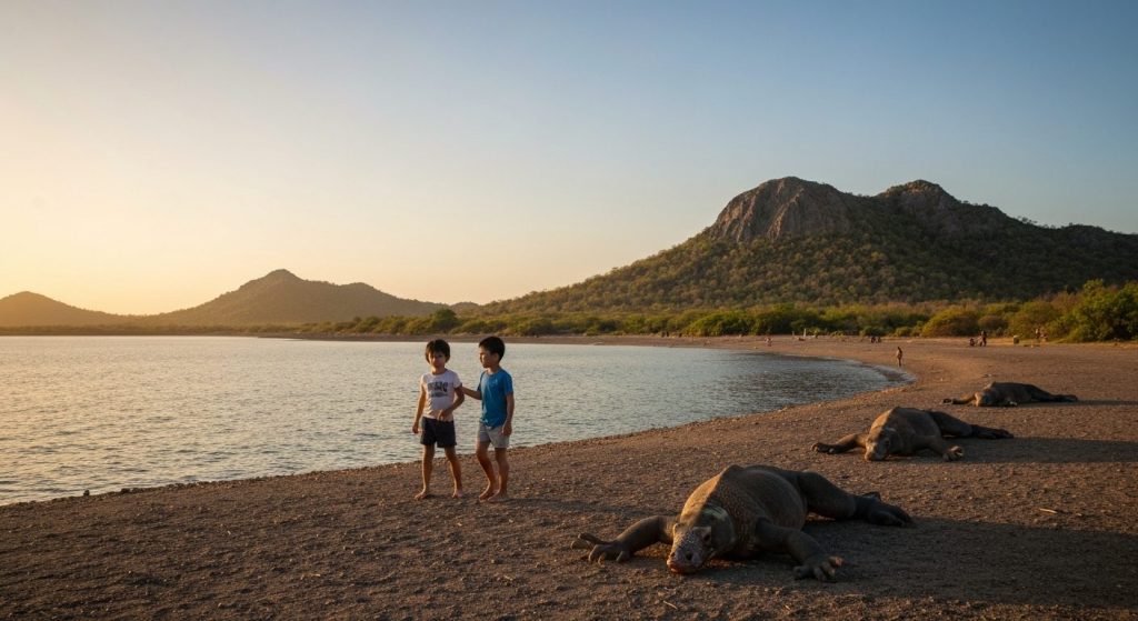 komodo island day tour labuan bajo — Photorealistic editorial travel photograph relevant to: The definitive luxury-tour