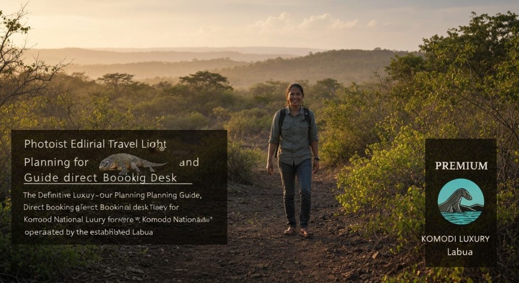 komodo dragon trekking tour guide — Photorealistic editorial travel photograph relevant to: The definitive luxury-tour p