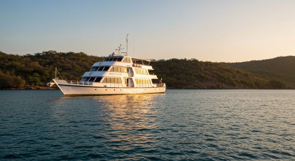 luxury phinisi liveaboard komodo — Photorealistic editorial travel photograph relevant to: The definitive luxury-tour pl
